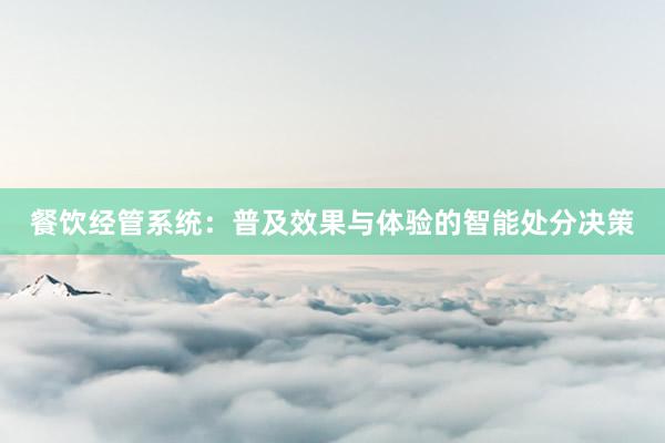餐饮经管系统：普及效果与体验的智能处分决策